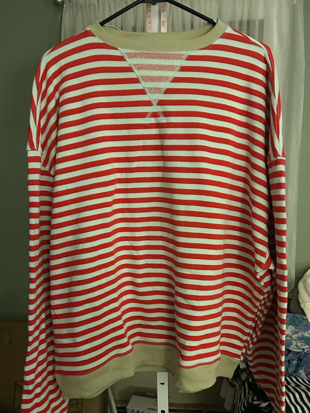 We The Free Red and white Striped Crewneck Sweatshirt